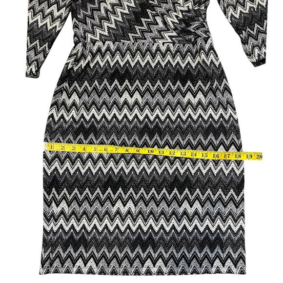 Joseph Ribkoff Black White Colorblock Stretch Zig-Zag Chevron Dress - Picture 16 of 16